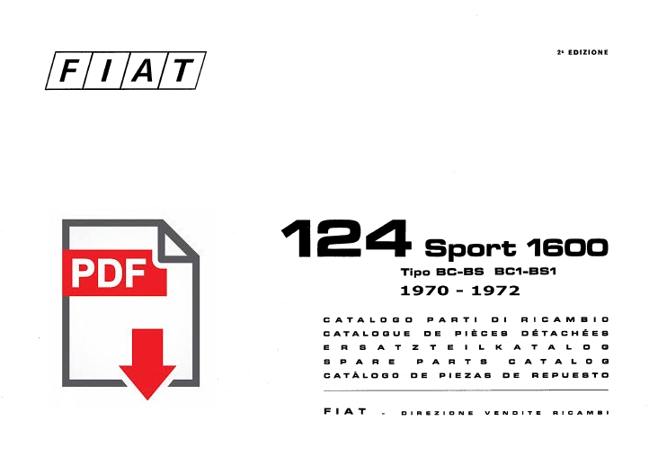 FIAT 124 SPORT 1600 Catalogo ricambi Manuale parti esplosi TIPO BC-BS BC1-BS1