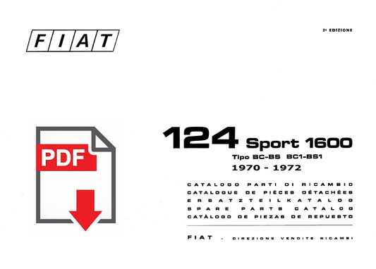 FIAT 124 SPORT 1600 Catalogo ricambi Manuale parti esplosi TIPO BC-BS BC1-BS1