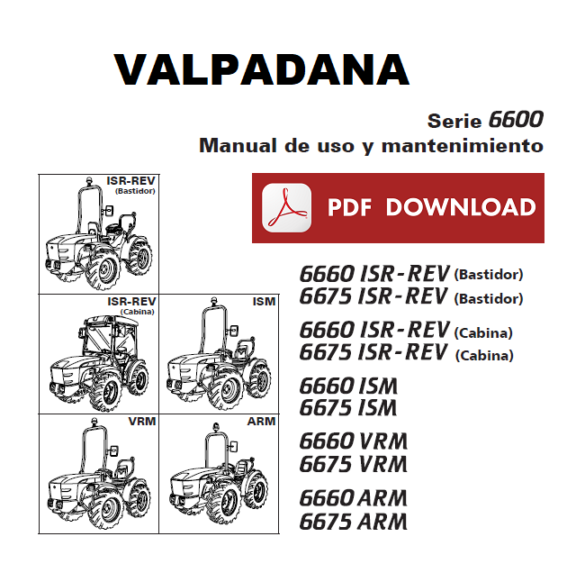 Valpadana 6660 6675 serie 6660 tractor Manuale de uso y mantenimiento SPANISH