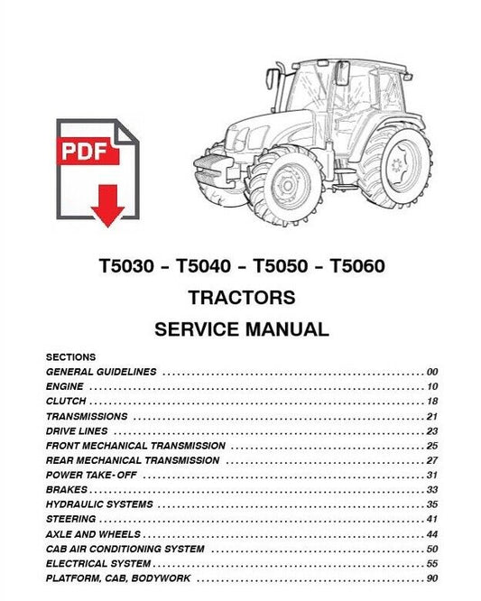 New Holland T5030 T5040 T5050 T5060 Tractor Workshop service repair manual ENG