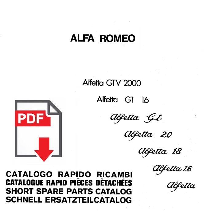 Catalogo ricambi Alfa Romeo ALFETTA GT GTV 2000 1.6 1.8 2 Manuale parti esplosi