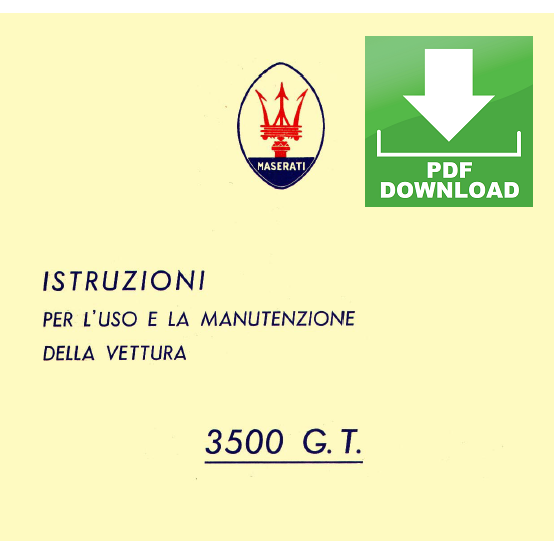 Maserati 3500 GT AM 101 Manuale uso manutenzione Libretto istruzioni ITALIANO