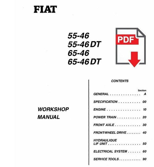Tractor FIAT 55-46 65-46 DT Workshop service manual repair instructions ENGLISH