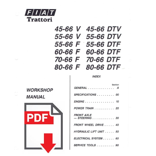 Trattore FIAT 80-66 F DTF Manuale officina istruzioni Workshop service Manual 