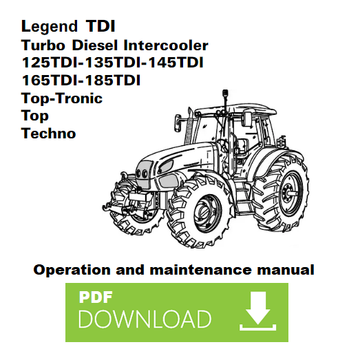 LANDINI LEGEND TDI 125 135 145 165 185 Use Maintenance Manual instructions User