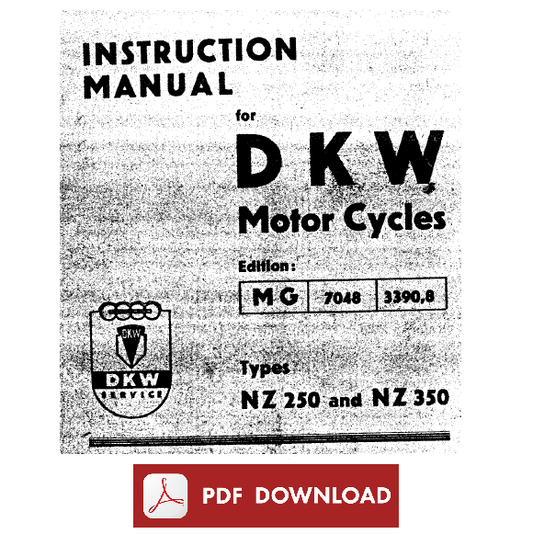 DKW Motor Cycles NZ250 NZ350 Owner's Use Maintenance handbook Instruction manual