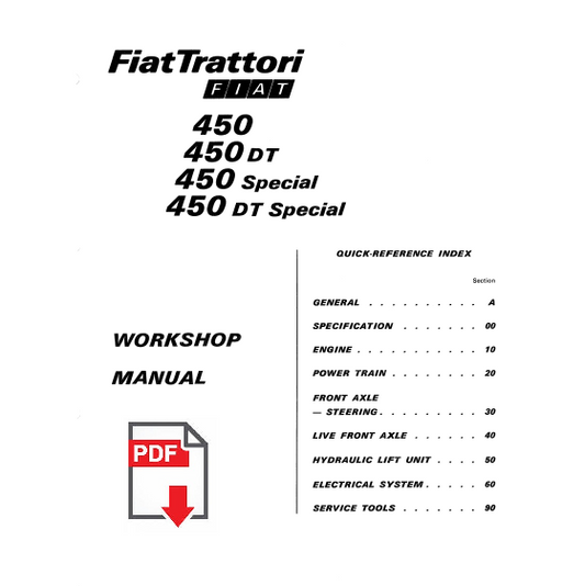 Trattore FIAT 450 DT / Special Workshop service Manuale officina riparazione ENG