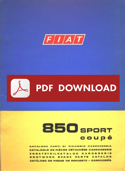 Catalogo ricambi FIAT 850 Sport Coupè libro manuale parti esplosi carrozzeria 