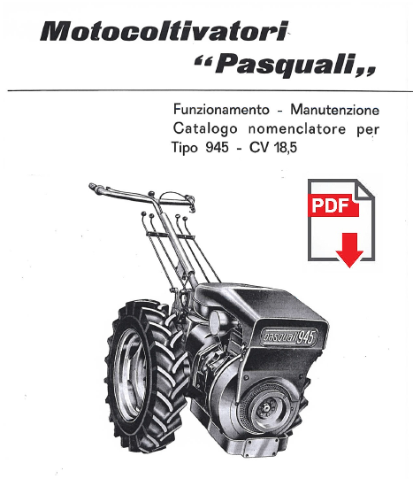 PASQUALI 945 Manuale Uso Manutenzione libretto istruzioni + catalogo ricambi ITA