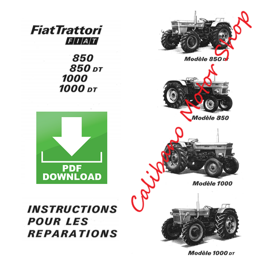 Trattore FIAT 850 1000 DT Workshop service Manuale officina riparazione FRANCESE