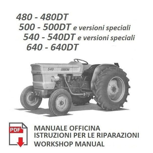 Trattore FIAT 480 - DT Manuale officina Istruzioni riparazione manutenzione ENG