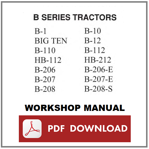 Allis Chalmers tractor "B" series Workshop manual service repair instructions