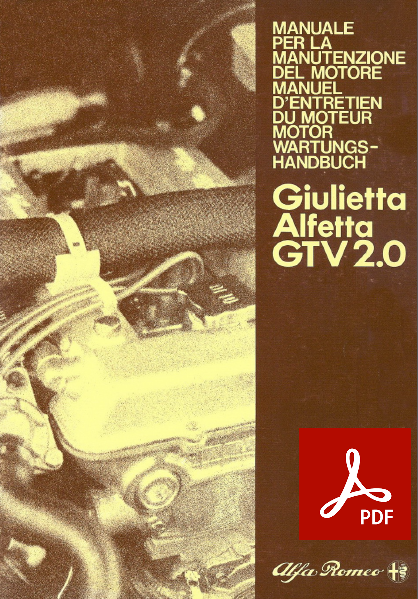 Alfa Romeo GIULIETTA / ALFETTA / GTV 2.0 Manuale manutenzione officina Workshop