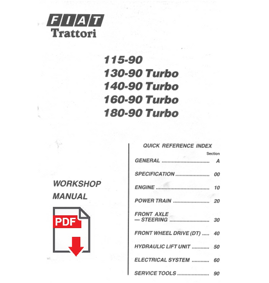 FIAT FIATAGRI 115-90 130-90 140-90 160-90 180-90 Turbo Workshop service manual
