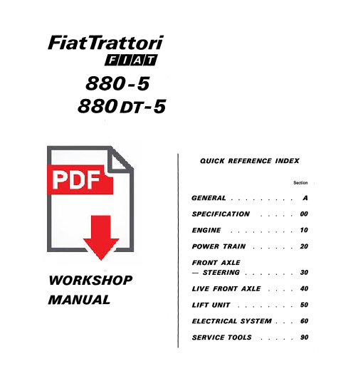 Trattore FIAT 880 DT-5 Manuale officina istruzioni riparazione Workshop service