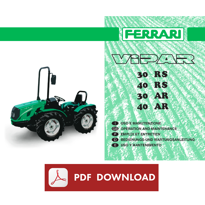 FERRARI Vipar 30 40 RS AR Manuale uso manutenzione libretto istruzioni trattore