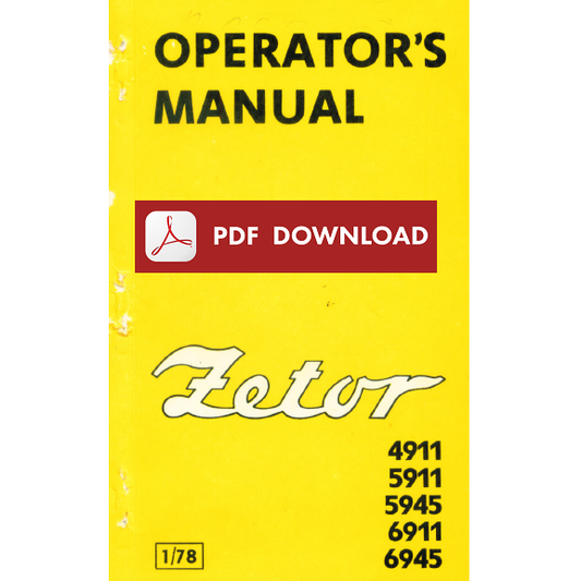 Tractor ZETOR 4911 5911 5945 6911 6945 Operator's manual service instructions