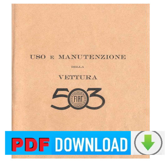 Fiat 503 (1926-1927) Manuale uso manutenzione Libretto istruzioni ITALIANO