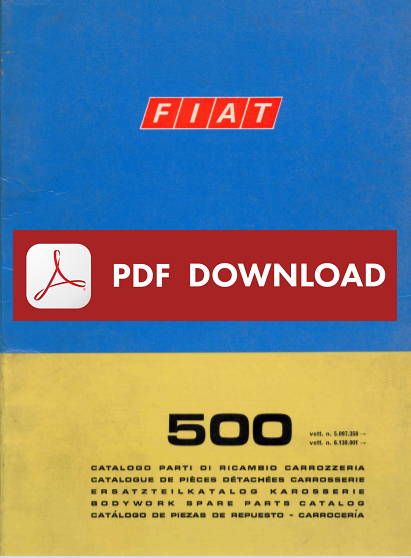 Catalogo ricambi FIAT 500 500R Manuale parti esplosi tavole carrozzeria ITALIANO