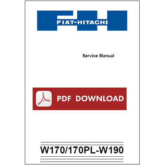 FIAT HITACHI W170 170PL W190 Manuale officina Istruzioni riparazioni INGLESE