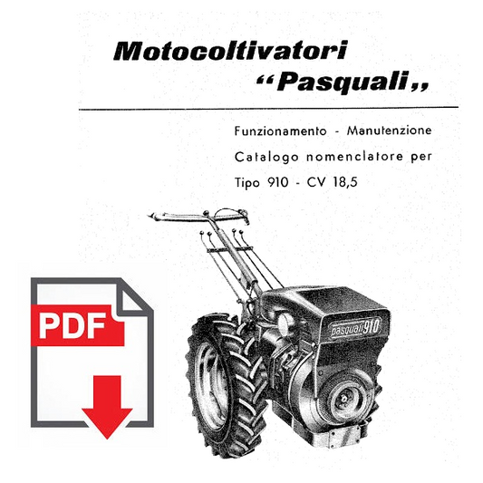PASQUALI 910 Manuale Uso Manutenzione libretto istruzioni + catalogo ricambi